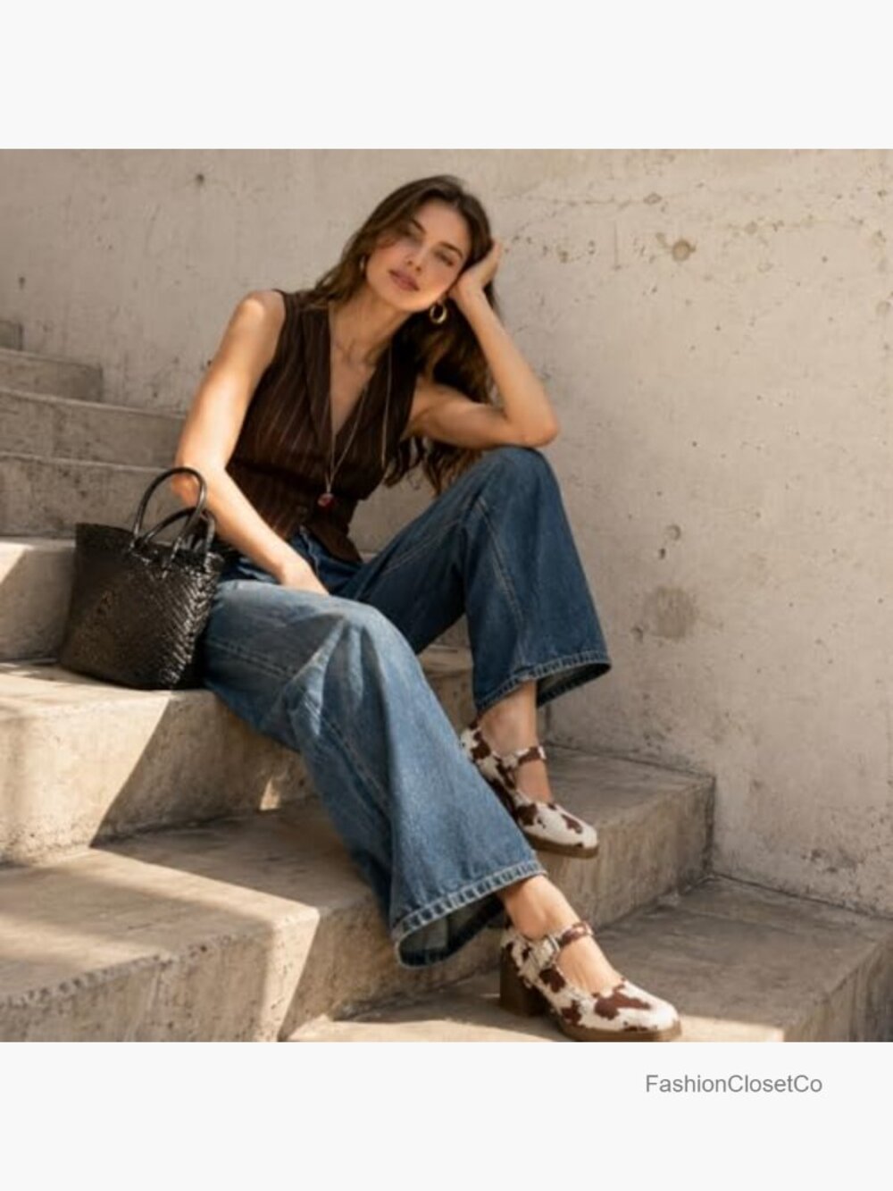 Vintage Square Toe Mary Jane Heels Low Chunky Block Heels Adjustable Buckle - Picture 5 of 7